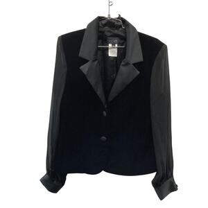 Y2K Xscape Black Velvet Sheer Sleeve Jacket 12 NWT